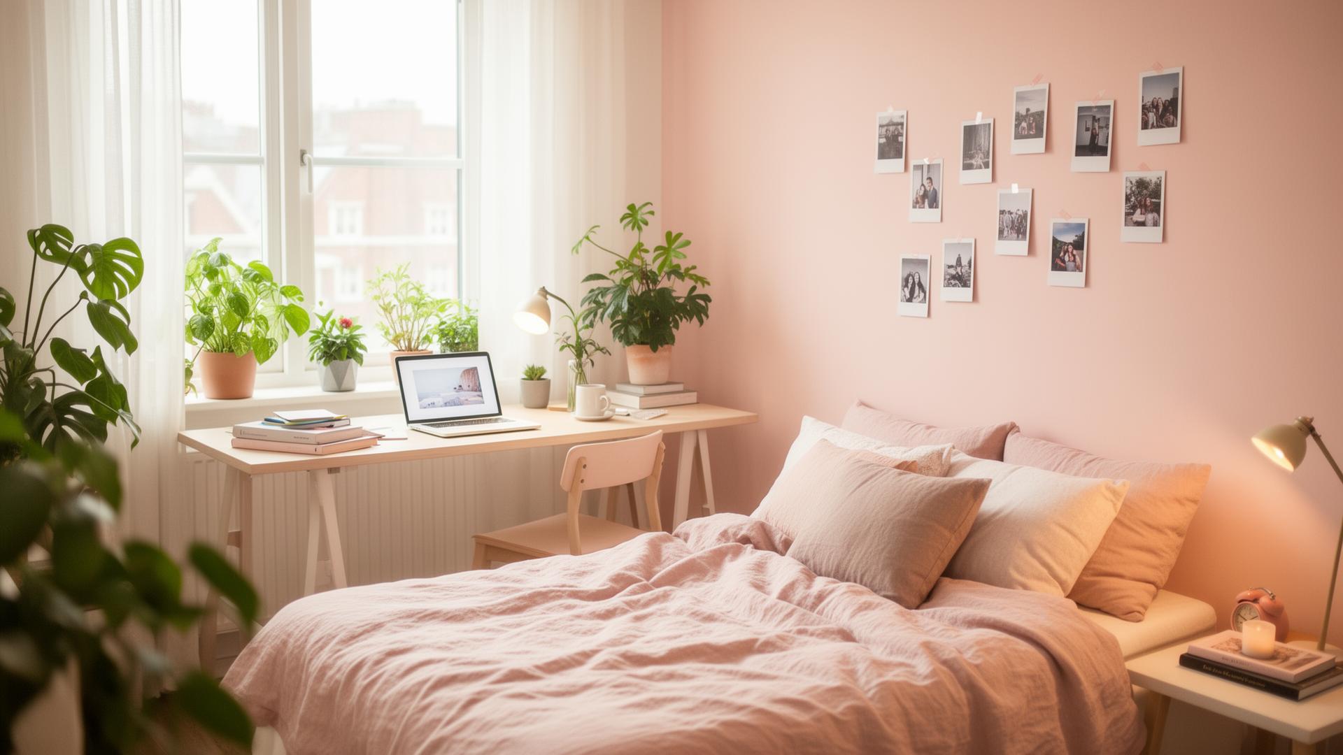 Habitación de estudiante luminosa